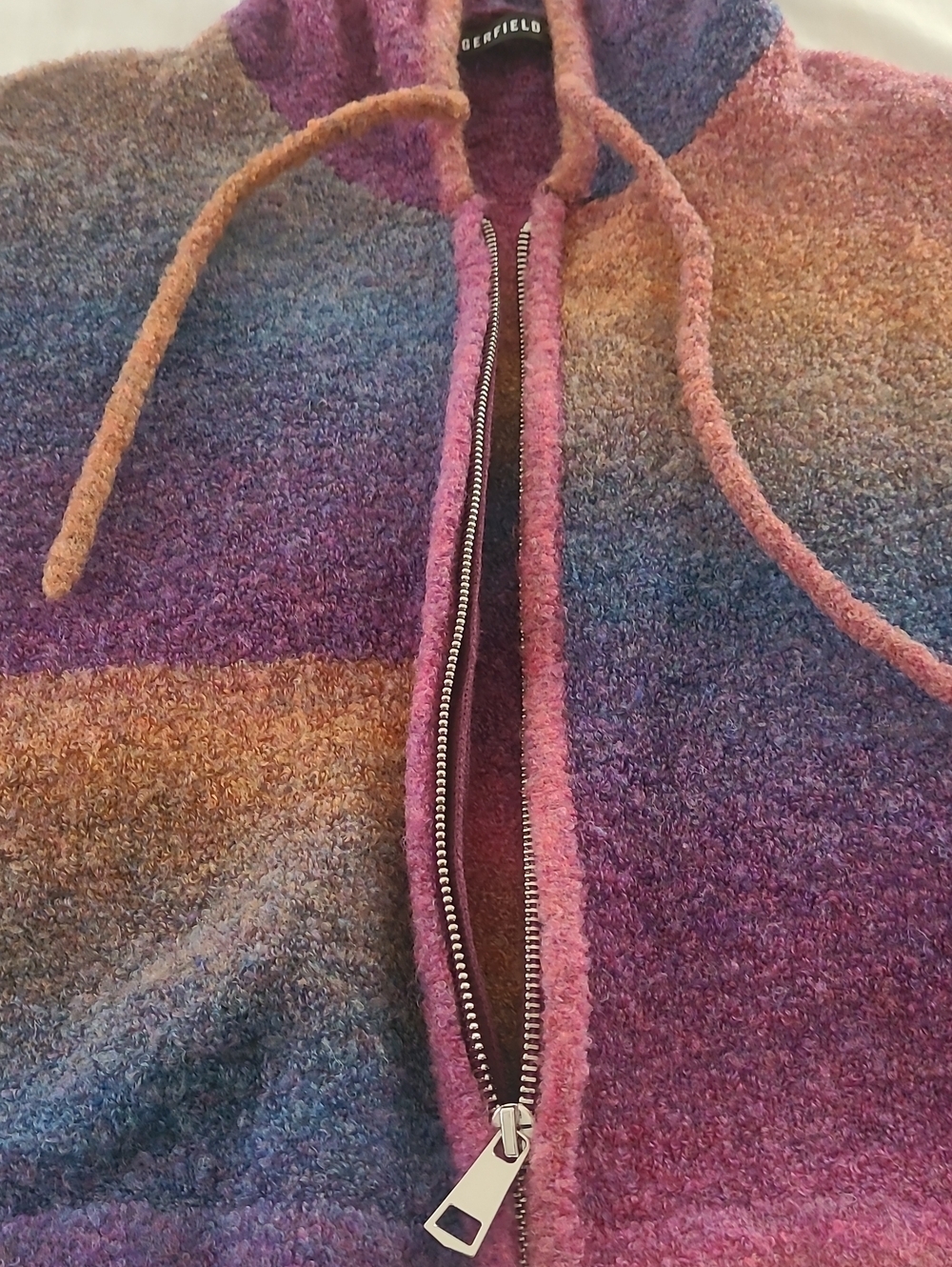 Dangerfield Multicolor Ombre Crop Hooded Wool Blend Sweater Size 12/M - Picture 5 of 10